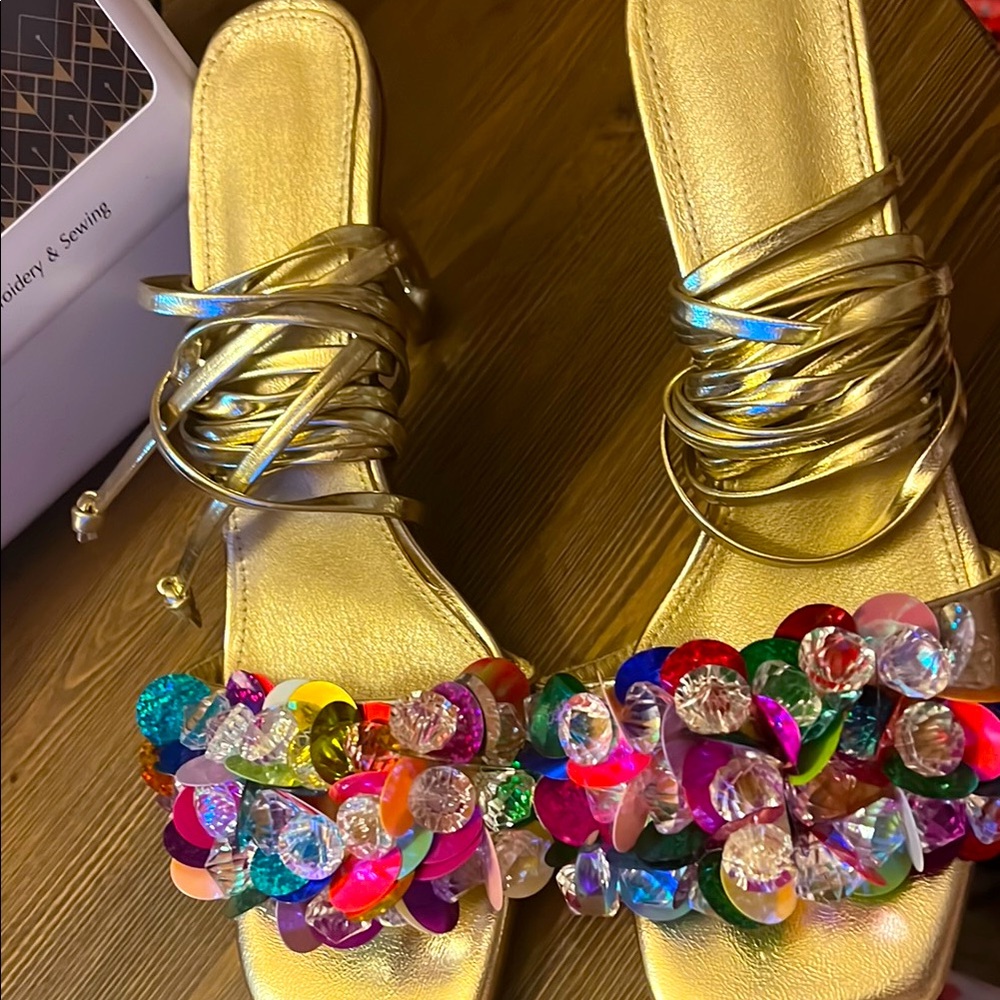 Gold Embellished Women's Sandals